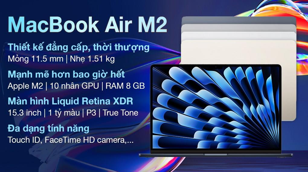 Laptop Apple MacBook Air 15 in M2 Sạc 70W Z18P00045 8G 256G Xám