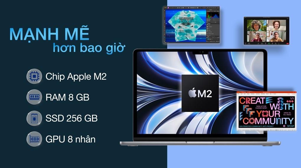 Laptop Apple MacBook Air 13 in M2 MLY13SA A 8G 256G Xám