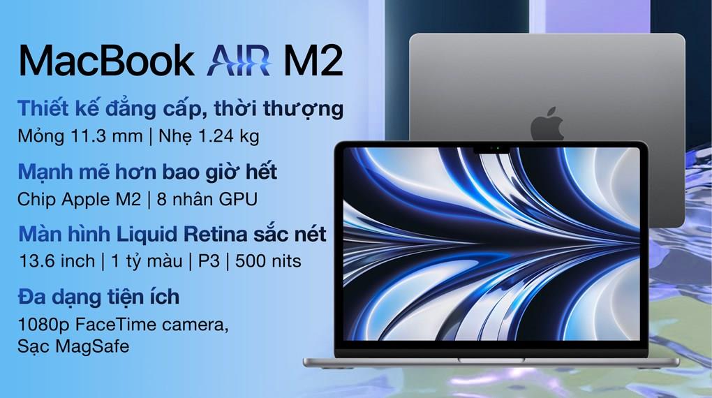 Laptop Apple MacBook Air 13 in M2 MLY13SA A 8G 256G Xanh đen